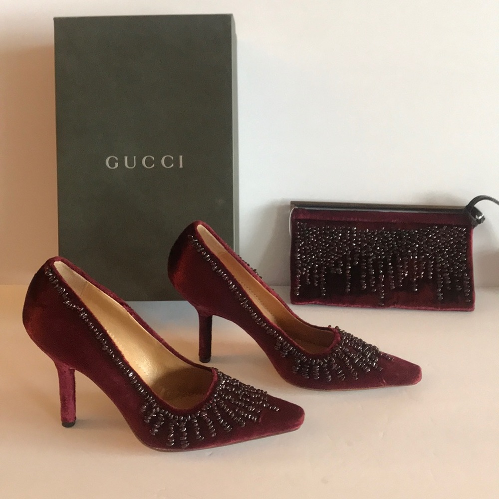 Gucci shoes and matching clutch